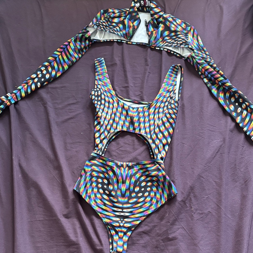 Psychedelic Patterned Two-Piece Badinka Bodysuit